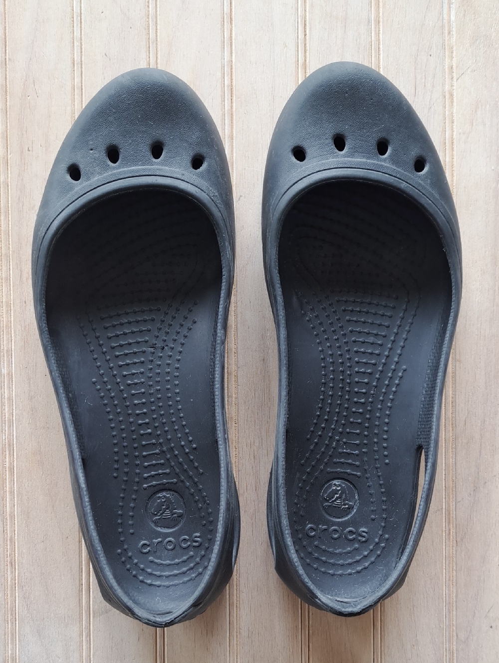 Crocs Black Mary Jane Foam Ballet Flats Comfort Slip-On Clogs  Coushioned Shoes